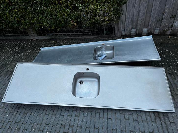 3 Rvs aanrechtbladen 60x181/210 en 221,5cm, Huis en Inrichting, Keuken | Keukenelementen, Gebruikt, Minder dan 100 cm, 50 tot 75 cm