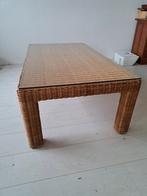 Rotan salontafel met glasplaat 127x70x42 cm, Ophalen, Gebruikt, 100 tot 150 cm, 50 tot 100 cm