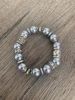 Partij 15 stuks parel armbanden zilverkleur A107, Ophalen of Verzenden, Nieuw, Zilver, Overige materialen