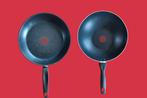 Tefal Pannen set: Koekenpan en Wok, Gebruikt, Aluminium, Ophalen of Verzenden, Keramische plaat