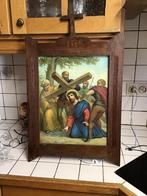 Oude kruiswegstatie Jezus valt onder het kruis, Antiek en Kunst, Ophalen of Verzenden