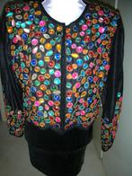 PAUW NIEUW GALA JASJE mt 4 100% zijde multi color stenen, Overige typen, Zwart, Maat 42/44 (L), Pauw