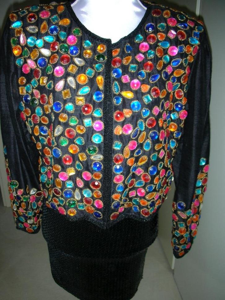 PAUW NIEUW GALA JASJE mt 4 100% zijde multi color stenen, Kleding | Dames, Gelegenheidskleding, Nieuw, Overige typen, Maat 42/44 (L)