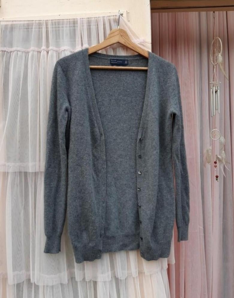 Zara knit grijs 100% cashmere vest cardigan S M, Maat 38/40 (M), Zara, Ophalen of Verzenden, Zo goed als nieuw