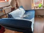 Blauwe Velvet (Slaap)bank, Ophalen, Blauw, Tweepersoons, Zo goed als nieuw
