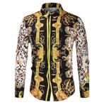 Heren barok overhemd 23 luxe gouden kamper shirt panter, Kleding | Heren, Nieuw, Verzenden