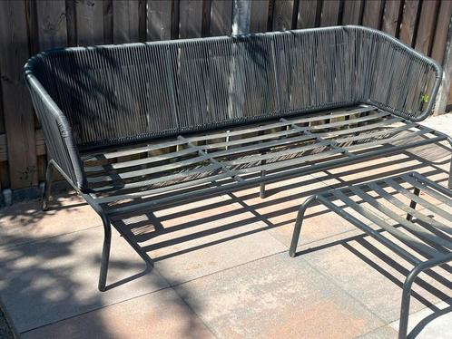 Tuinbank zwart zonder kussens met voetenbank, Tuin en Terras, Tuinbanken, Zo goed als nieuw, Ophalen