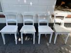 Leuke brocante witte massief teak houten stoelen € 15 pst., Huis en Inrichting, Stoelen, Vier, Gebruikt, Ophalen of Verzenden