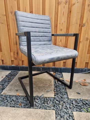 4 Industriële Eetkamerstoelen - Blauw Grijs beschikbaar voor biedingen