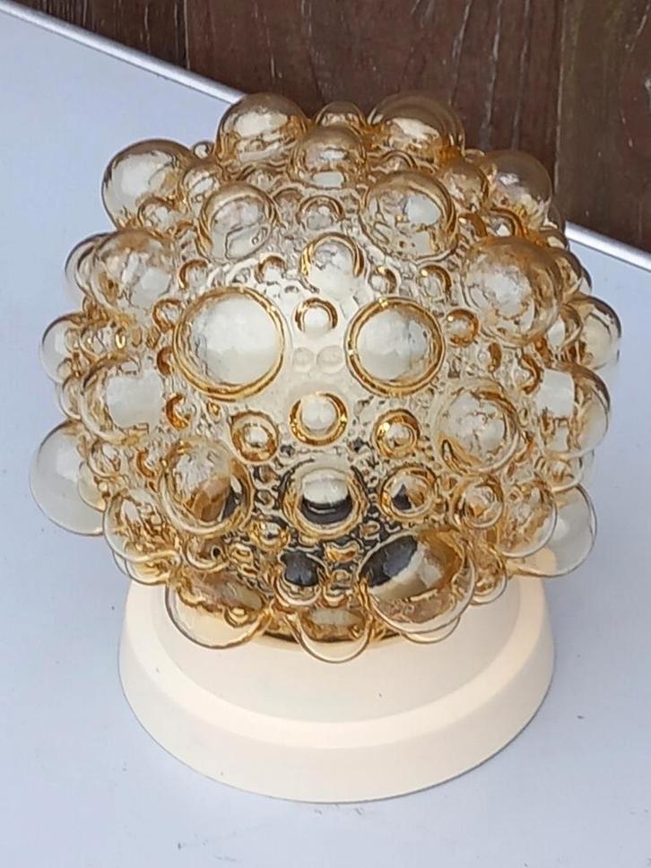 Vintage Plafonnière Amber bubble glas. Mid century, Huis en Inrichting, Lampen | Hanglampen, Gebruikt, Minder dan 50 cm, Glas