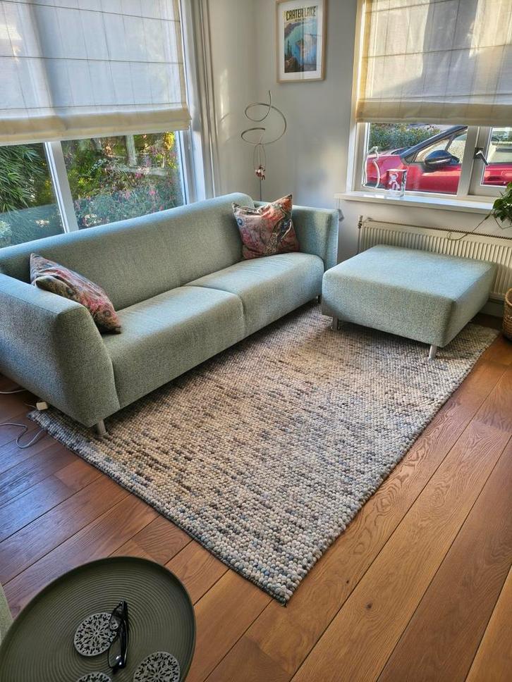 Zitbank en hocker, Huis en Inrichting, Banken | Complete zithoeken, Gebruikt, Stof, Ophalen