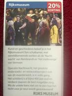 Rijksmuseum Amsterdam Voordeelbon, Tickets en Kaartjes, Drie personen of meer, Museumbon