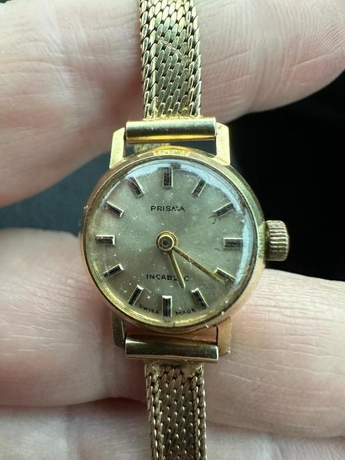 Prisma Incabloc 14karaat goud dames horloge, Sieraden, Tassen en Uiterlijk, Horloges | Dames, Gebruikt, Polshorloge, Overige merken