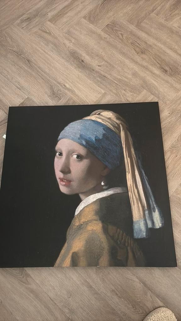 Canvas schilderij meisje met de parel, Huis en Inrichting, Woonaccessoires | Schilderijen, Tekeningen en Foto's, Zo goed als nieuw