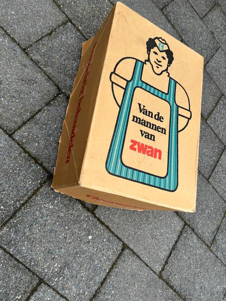 Vintage Zwan Vleeswaren Doos - Mooi Bewaard!, Verzamelen, Merken en Reclamevoorwerpen, Gebruikt, Verpakking, Ophalen of Verzenden
