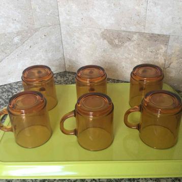 Vintage duralex amber kleurige glazen ALS NIEUW beschikbaar voor biedingen