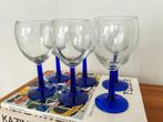 6x wijnglas donkerblauwe steel Luminarc France, Ophalen of Verzenden, Gebruikt, Overige typen