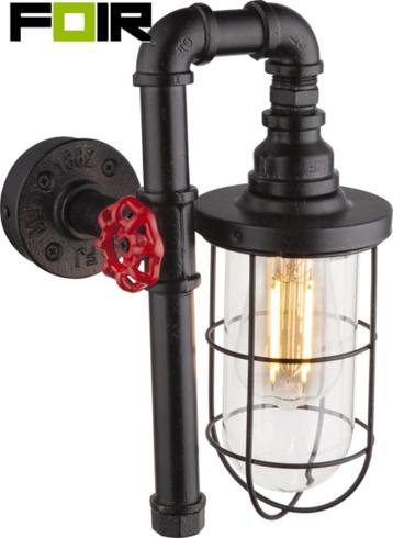 industriele wandlamp 'Bayuda' glas e27 fitting modern
