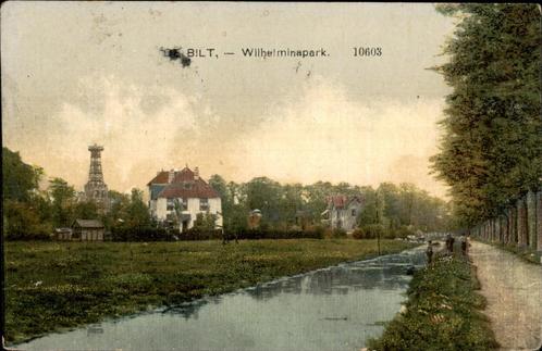 De Bilt Wilhelminapark  glanskaart  Nauta 10603, Verzamelen, Ansichtkaarten | Nederland, Gelopen, Utrecht, Voor 1920, Ophalen of Verzenden