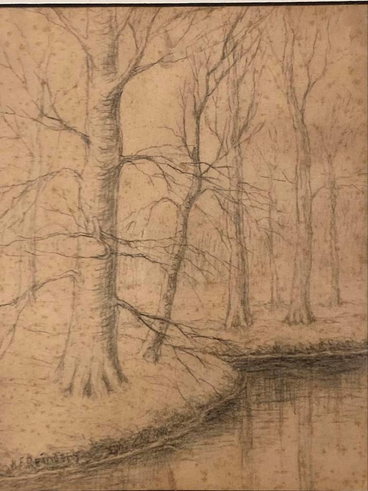 Tekening W.F. Reinders Groninger Ploeg, Antiek en Kunst, Kunst | Tekeningen en Foto's, Ophalen of Verzenden