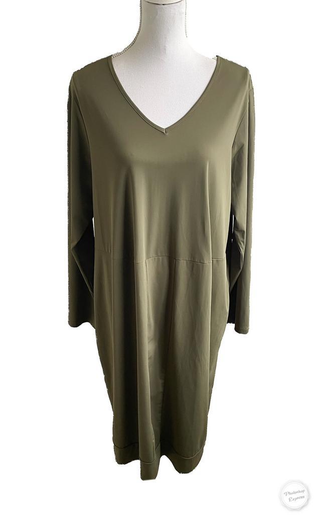 Mooie travelstof jurk van Base level 48, Kleding | Dames, Grote Maten, Zo goed als nieuw, Jurk, Groen, Ophalen of Verzenden