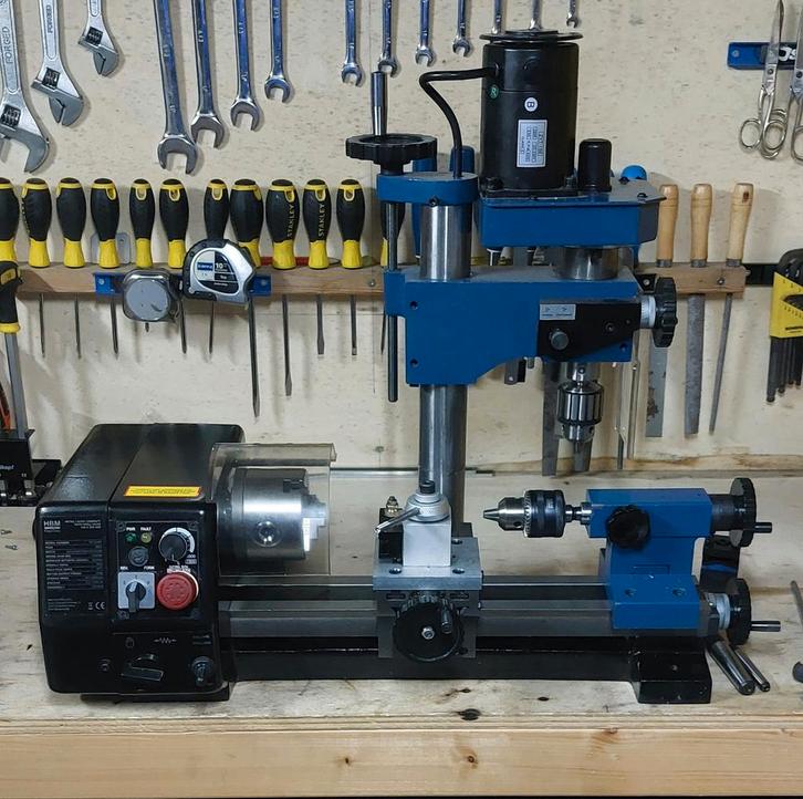 metaaldraaibank met frees/boorkolom en veel toebehoren, Doe-het-zelf en Verbouw, Draaibanken, Zo goed als nieuw, Metaaldraaibank