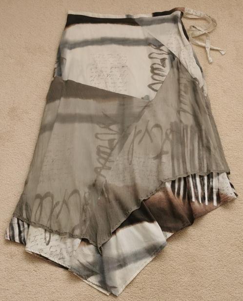 Rok Lauren Vidal gebroken wit taupe bruin zwart, L mt 40, Kleding | Dames, Rokken, Zo goed als nieuw, Maat 38/40 (M), Overige kleuren