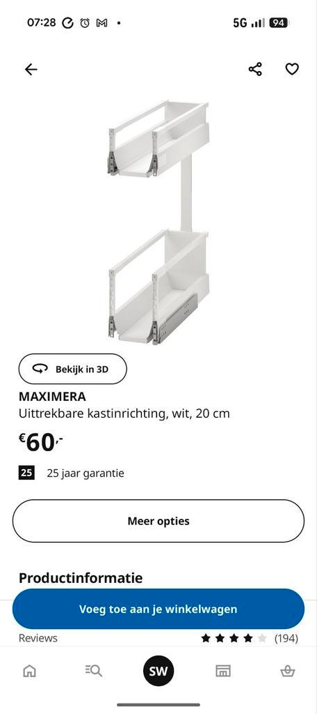 Gezocht: Ikea Maximera geleiders / rails (4 stuks), Huis en Inrichting, Keuken | Keukenelementen, Minder dan 100 cm, 50 tot 100 cm