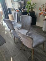Grijze Kuipstoelen met Gouden Poten, Huis en Inrichting, Stoelen, Ophalen, Zo goed als nieuw, Metaal, Vier