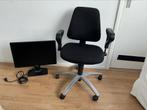 Bureau stoel + Dell U2412M Ultra sharp 24 inch 1920-1200, Ophalen, Gebruikt, Zwart