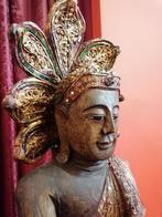 oude burmese naga buddha polychrome hout, Antiek en Kunst, Kunst | Niet-Westerse kunst, Ophalen of Verzenden