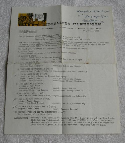 Mededeling no. 8 1960 (Joris Ivens) Nederlands FilmMuseum, Verzamelen, Film en Tv, Gebruikt, Verzenden