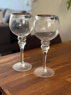 Glazen Kandelaars met Zilverrand - Set van 2, Ophalen of Verzenden