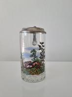 Bierpul met tafereel en tinnen deksel, Ophalen of Verzenden, Nieuw, Bierglas