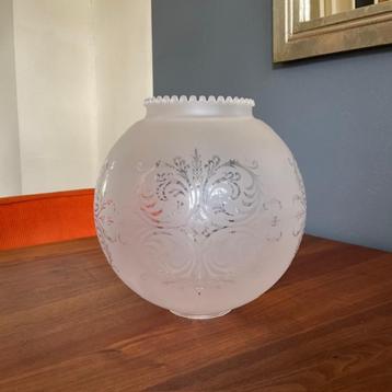 Geëtste mat glazen bol lampenkap olielamp 20 cm hoog