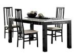 -AANBIEDING--Eettafels MDF Hoogglans zwat marmer wit, Nieuw, Vijf personen of meer, Rechthoekig, 50 tot 100 cm