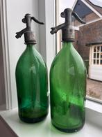 Set van 2 vintage groene spuitflessen, Antiek en Kunst, Curiosa en Brocante, Ophalen of Verzenden