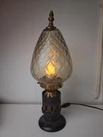 Vintage Tafellamp met Glazen Kap, Ophalen of Verzenden