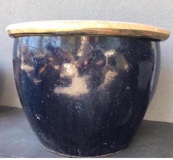 Grote XL pot 64cm JTC bloempot geglazuurd donkerblauw beschikbaar voor biedingen