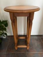 Massief licht eiken bijzettafel / zuiltafel, Ophalen, Minder dan 55 cm, Rond, 60 cm of meer