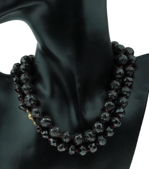 Robuuste granaat ketting 14k gouden slot grote kralen antiek, Sieraden, Tassen en Uiterlijk, Antieke sieraden, Ketting, Goud, Met edelsteen