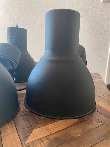 Hanglampen 3x donkergrijs industrieel