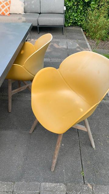 2 gele kuip tuinstoelen beschikbaar voor biedingen