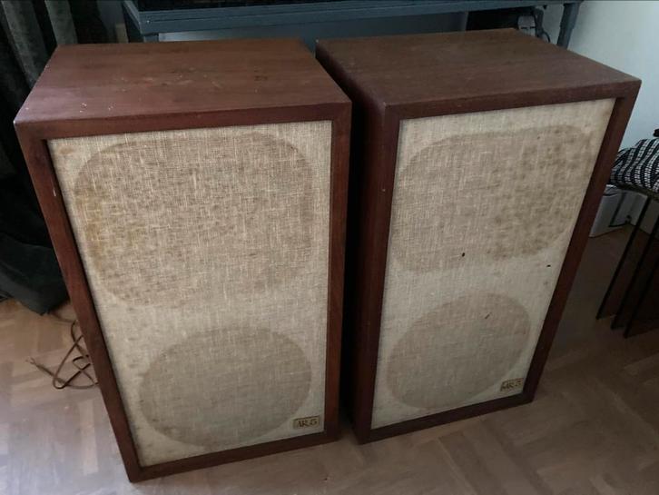Set van vintage luidsprekers jaren 70 van Acoustic research, Audio, Tv en Foto, Luidsprekers, Gebruikt, Front, Rear of Stereo speakers