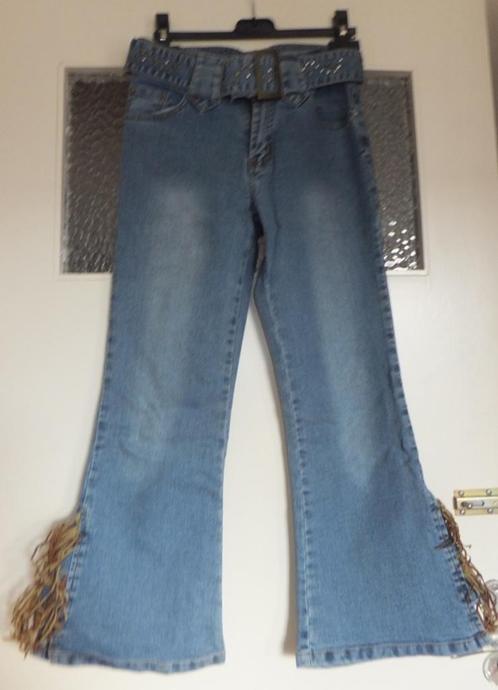 Stoere boho 7/8 ste 5 pocket jeans met franjels en ceintuur., Kleding | Dames, Spijkerbroeken en Jeans, Gedragen, W30 - W32 (confectie 38/40)
