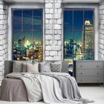 Baksteen 3D behang met ramen, Div. afm. *Muurdeco4kids, Huis en Inrichting, Stoffering | Behang, Verzenden, Minder dan 10 m², Grijs