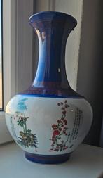 Antieke Chinese Rozenvaas 19e Eeuw, Blauw, Aardewerk of Porselein, Ophalen of Verzenden, Zo goed als nieuw