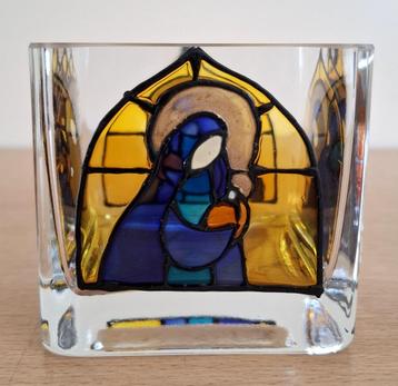 Kerst: Waxinelichtje houder in gebrandschilderd glas beschikbaar voor biedingen