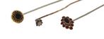 Roos diamant granaat 3 stuks antieke spelden 14k goud zilver
