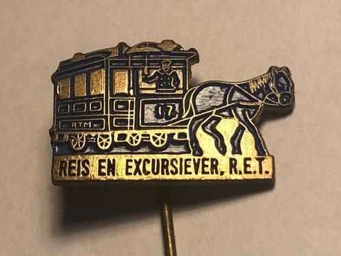 Metalen Reis- en Excursiever. R.E.T. Speld (Blauw/Messingkl), Verzamelen, Speldjes, Pins en Buttons, Zo goed als nieuw, Speldje of Pin